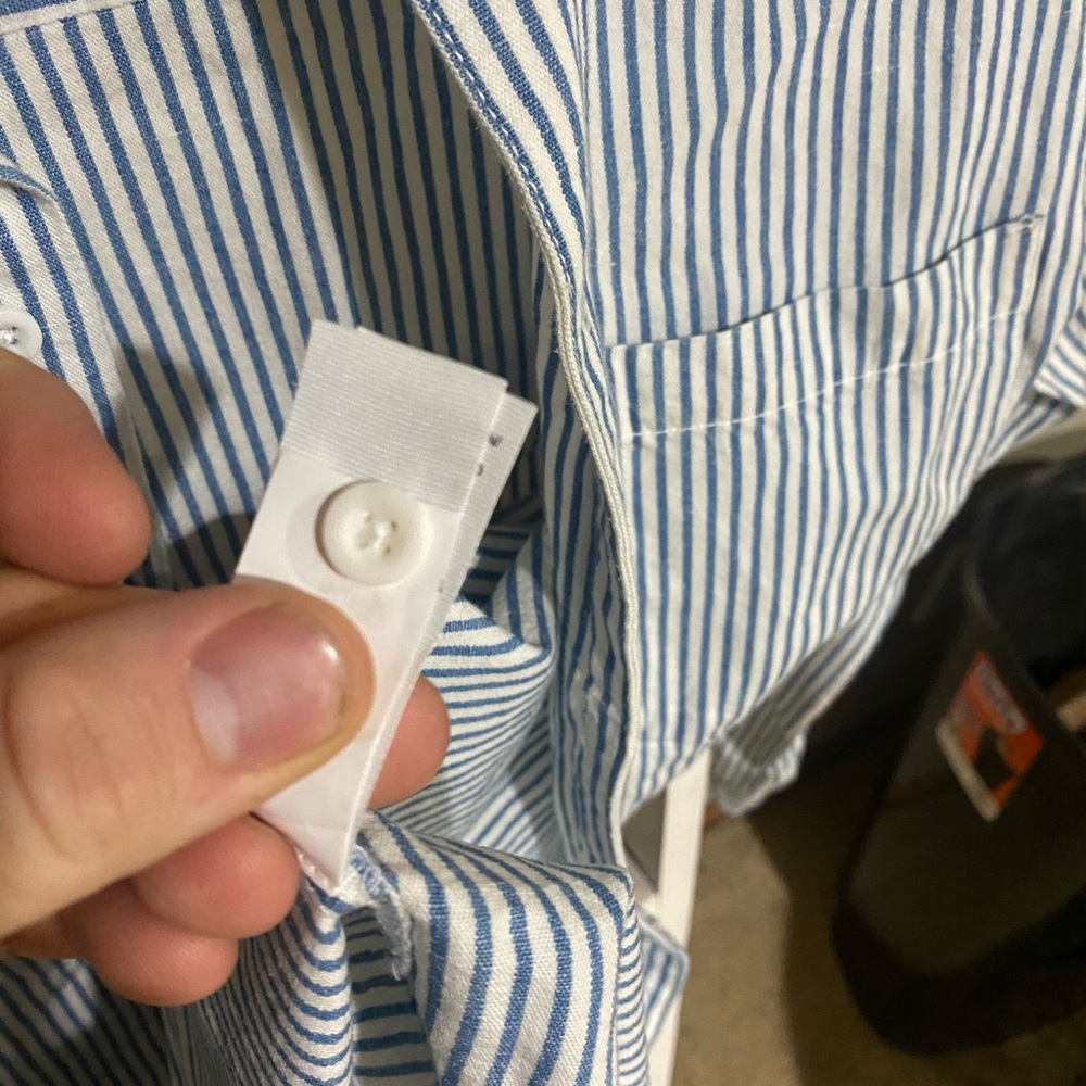 Lucky Brand womens White and Blue Striped Button Down Shirt- X-Small-83 - Picture 5 of 5